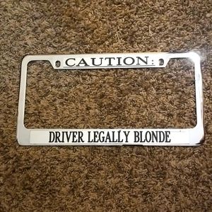 🇺🇦 COPY Electric Caution Driver LEGALLY Blonde Silver License Plate Frame